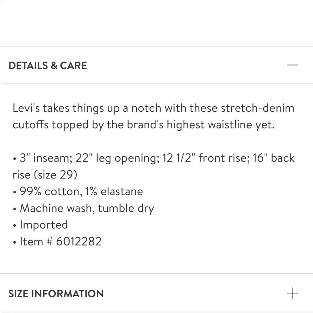 NEW • Levi’s • Ribcage High Waisted Cut Off Denim Shorts Stretch Charleston 26 - Picture 3 of 6